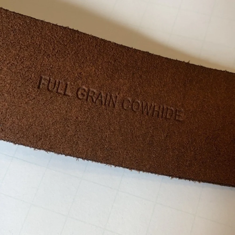 Fossil Brown Leather Gator Belt Size 32